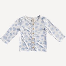 Kate Quinn Blue Snowflake Long Sleeve Button Cardigan Size 5Y Bamboo