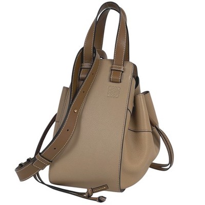 LOEWE hammock drawstring bag small Shoulder Bag Hand Bag leather Beige Brown...