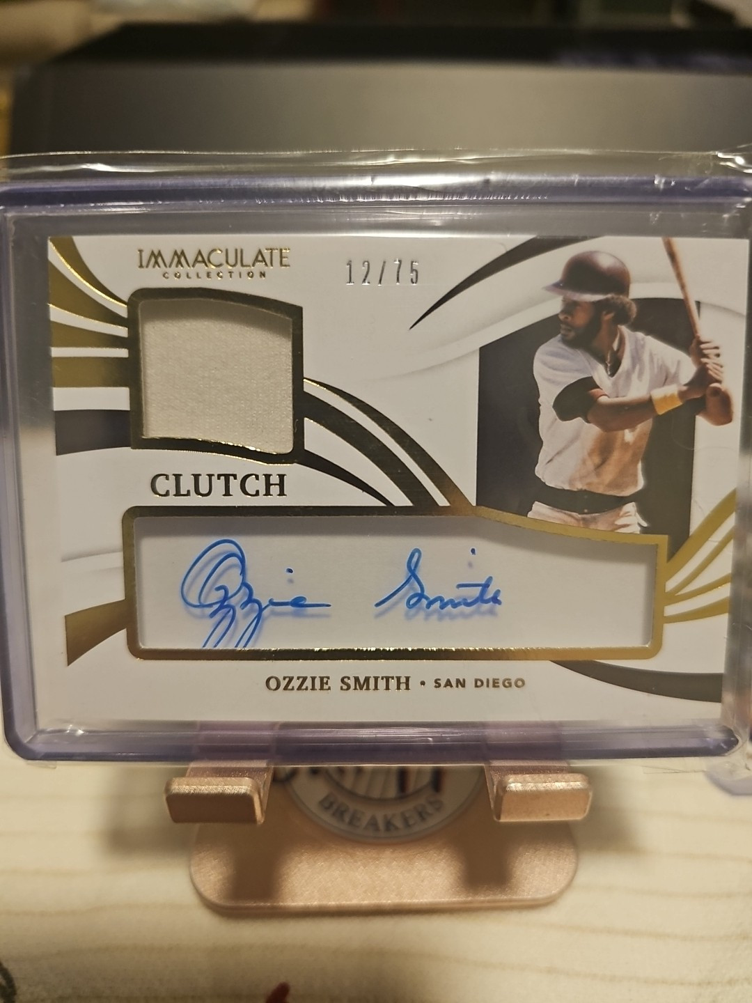 2021 IMMACULATE OZZIE SMITH CLUTCH PATCH / AUTO #/75 HALL OF FAME
