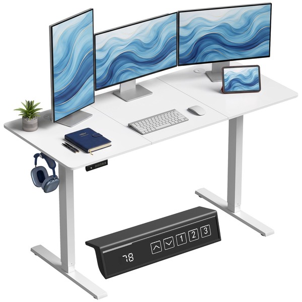 HöHenverstellbarer Schreibtisch Elektrisch 140 X 60 Cm Mit Memory-Funktion Weiß-image