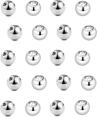 20er Piercing Kugel 1,2mm Chirurgenstahl 3mm Ersatzkugeln Schraubkugeln für Pier