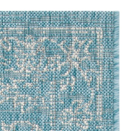Courtyard Collection 2' x 3'7' Aqua/Grey CY8680 Indoor/ Outdoor Patio Backyar... - Picture 5 of 6