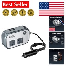 Portable 200W Car Inverter with 2 AC Outlets  4 USB Ports for All Devices