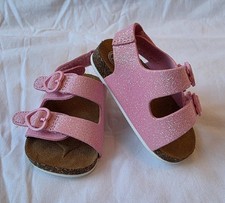 Wonder Nation Infant Baby Girls Pink Sparkly Hook and Loop Strap Sandals Size 2