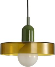 HJXDtech Vintage Colored Glass Pendant Light, 25cm Round Glass Shade with Green