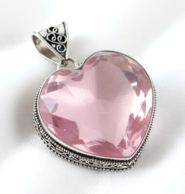Pink Kunzite Gemstone Handmade 925 Sterling Silver Ethnic Jewelry Pendant 2''
