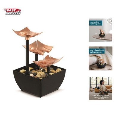Tabletop Water Fountain, 3 Tier Indoor Waterfall Fountain with Natural River ...