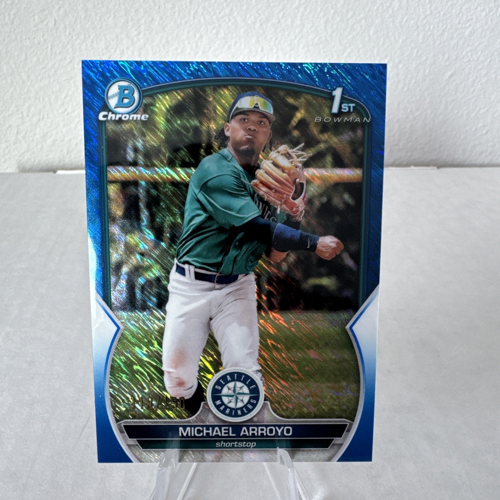 Michael Arroyo 2023 Bowman Chrome 1st Blue Shimmer Rookie Card /150 #BCP-63