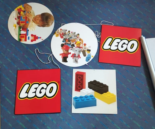 LEGO Town Fabuland Cardboard Store Display Sign Hanging Mobile Vintage 80s