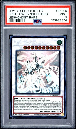 2021 1ST EDITION-GHOST RARE #EN005 CRYSTAL CLEAR WING SYNCHRO DRAGON PSA 9