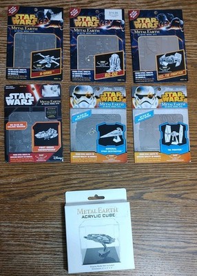 Metal Earth Steel Model Kit 6pc Disney Star Wars New R2-D2, Tie Fighter, Display