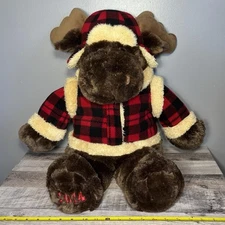 2014 24” Dandee Moose Plush Animal Buffalo Plaid Hunting Outfit From Sears