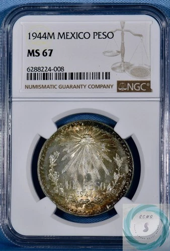 1944-M Mexico Silver Un Peso NGC MS67 - Superb Gem & Eye Appeal