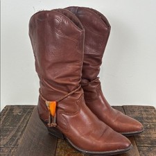 Vintage 90s Z-line by Zodiac Women s 6 Brown Leather Ankle Boot Bolo Ankle