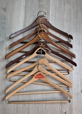 8 Vintage Heavy Wooden Hangers Suits Pants Coat Dress Shirts Slacks Wood