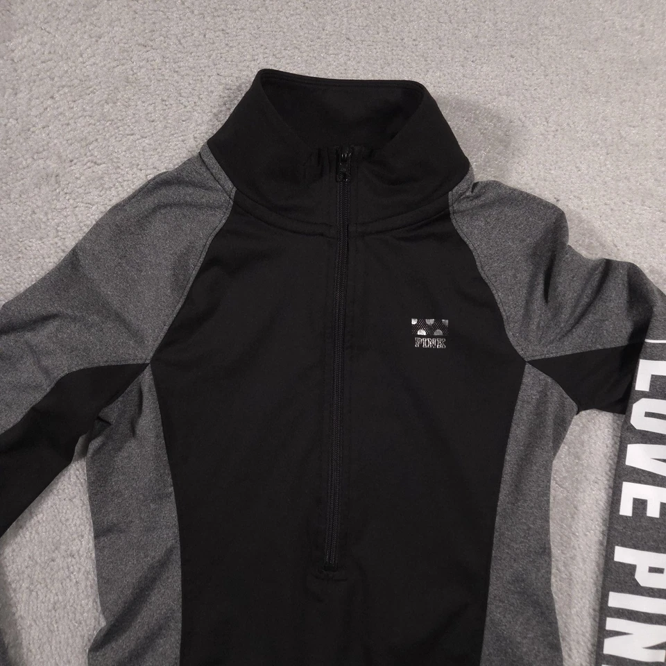 РОЗОВЫЙ Victoria's Secret пуловер женщин XS черный Ultimate четверть молнии любовь розовый - Изображение 3 из 4