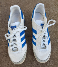 VTG 70s Adidas Rom Trainers Made in Austria White/Blue Women's UK 4 (EU 37 )