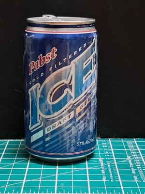 EMPTY 12oz Pabst Ice FLUTED Beer Can by Pabst Brewing in Milwaukee WI (TRAY 14)