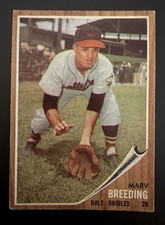 MARY BREEDING 1962 TOPPS BASEBALL #6 Baltimore Orioles
