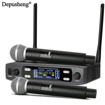 Depusheng X2 Wireless Microphone UHF Handheld Dual Channels Dynamic Mic