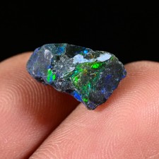 2.2 CT Black Ethiopian Opal Rough, Jewelry Grade Welo Opal Rough Multi Fire Opal