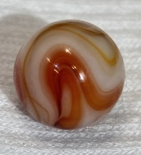 1930  s Alley Agate Pumpkin Orange Amber Yellow Swirl Glass Marble 0.66  