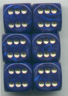 NEW Dice Set of 6 D6 (15mm) - Interferenz Blue