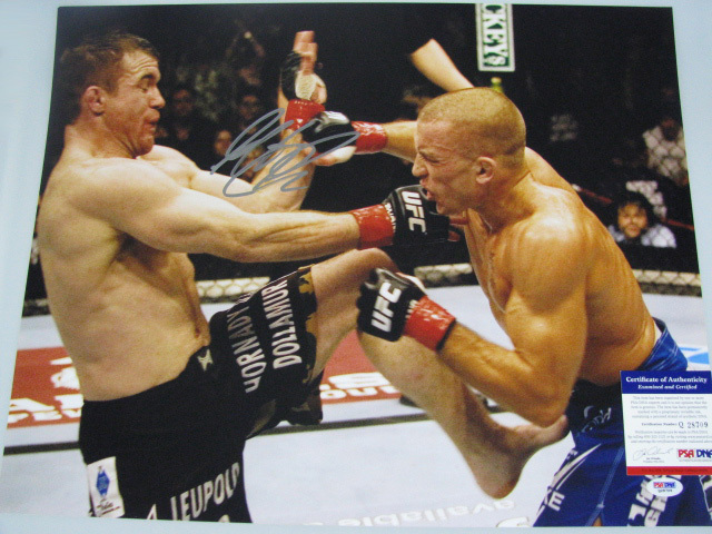 GEORGES RUSH ST PIERRE 'GSP' HUGE Hand Signed 16"x20" Photo + PSA DNA COA Q28709