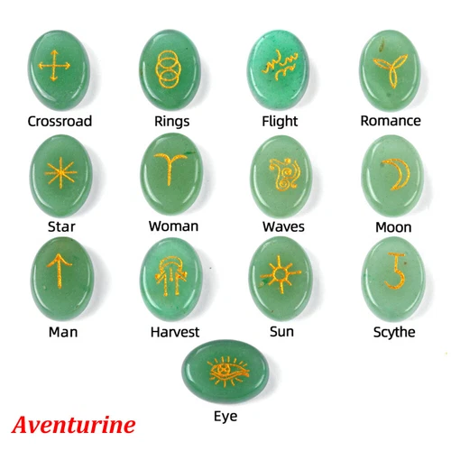 13 Stck. Kristall Hexen Runen Stein Set Graviert Rune Symbol Meditation Wahrsagung - Bild 17 von 22
