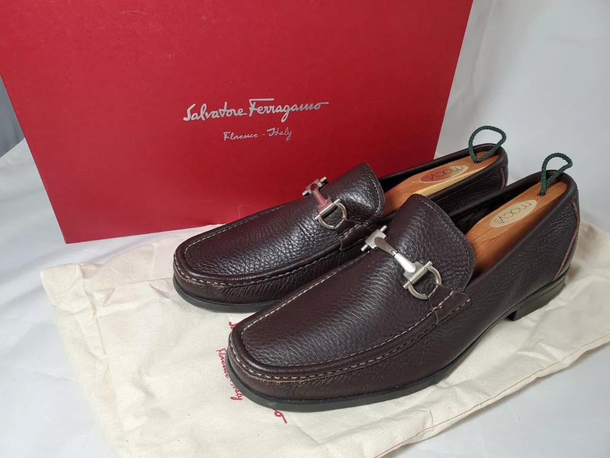 SALVATORE FERRAGAMO 'Magnifico' Brown Leather Loafers Size US 8 D