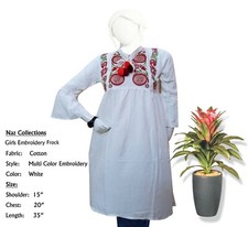 Naz Collection, Girl Embroidery Cotton Frock, Shirt, Tops, Color: White