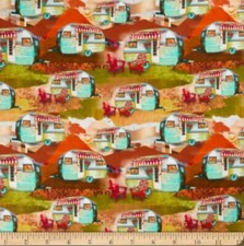 1 Yard Of The Great Outdoors Campers, Trailers, RV 100 Cotton Fabric