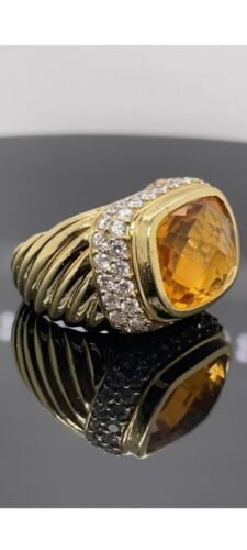 David Yurnan 18K Ring Citrine and Diamond - image 1