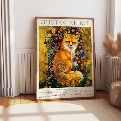 Gustav Klimt Print, Vintage Exhibition Painting, Fox Poster Wall