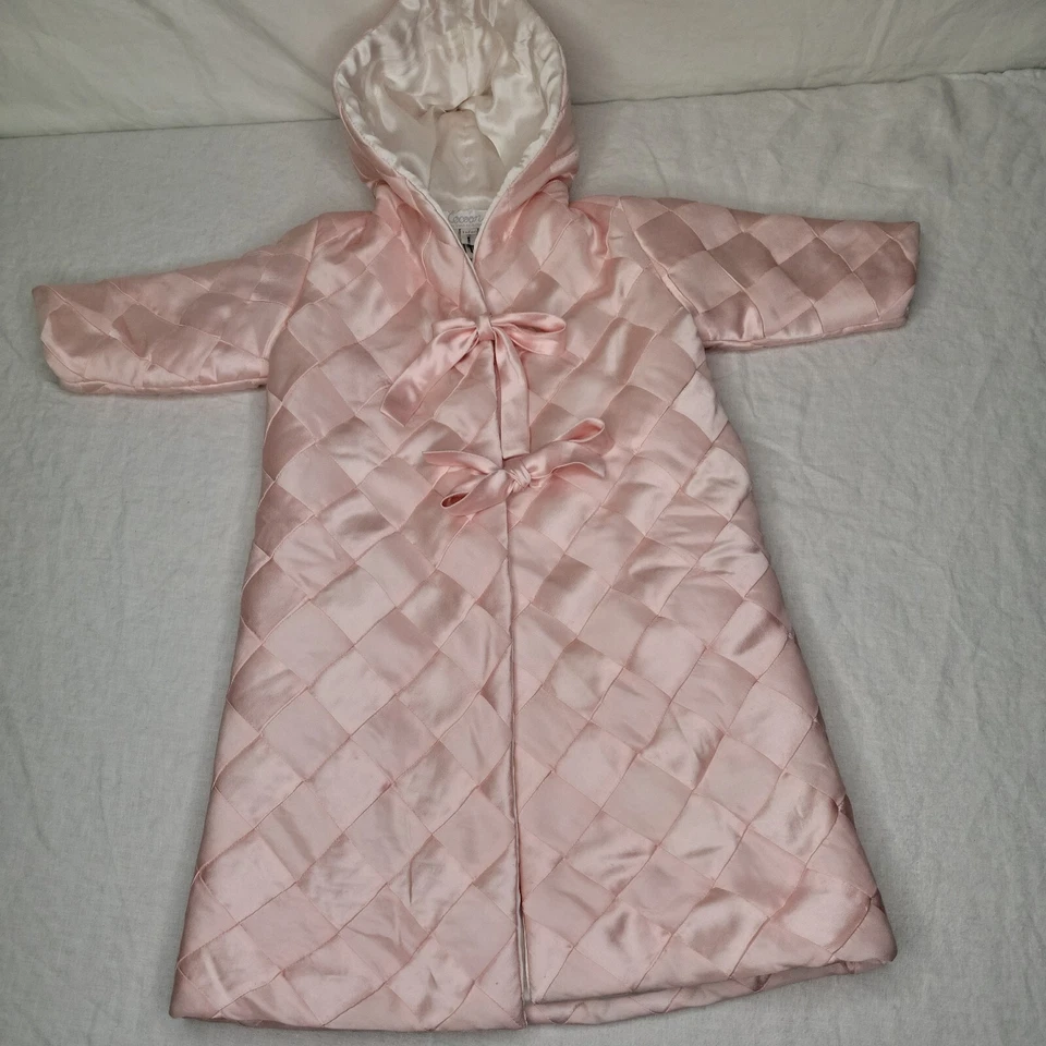Cocoon Randi Kristoffersen Custom Blue and Pink 100% Silk Baby Bunting Tie Coats - Image 3 of 4