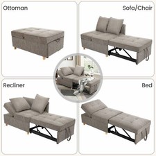 Sofa Bed Chair  4-in-1 Convertible Chair Bed Folding Single Recliner Sleeper Sofa