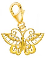 Zirkonia Schmetterling Charm 925 Silber Gold Vergoldet AnhäNger FüR Armband