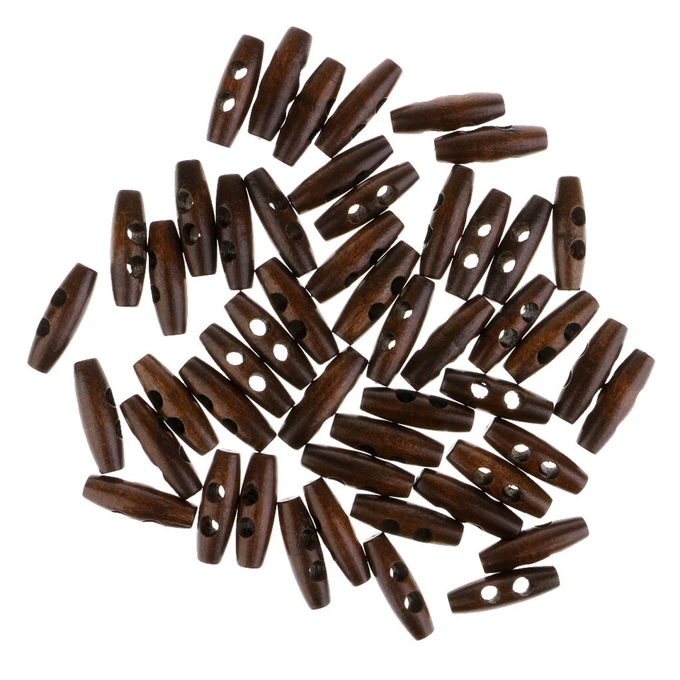 100pcs Vintage Style Wooden Toggle Buttons for Cloth Sewing Accessories - Image 4 of 4