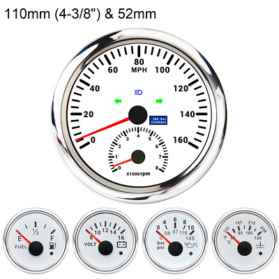 5 Gauge Set 110mm GPS Speedometer 0-160MPH Tachometer Turn Signal High Beam