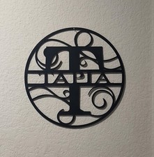 Metal Art Vine Monogram Custom Letter Black or White 16" 20" 24" Metal Art