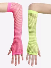HOT TOPIC RAVE PARTY NEON GREEN PINK FISHNET ARM WARMER OPTIONAL  MATCHING TIGHT
