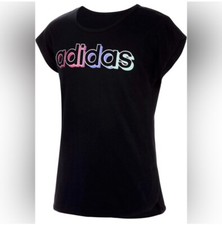 Adidas Girls' Side Slit Black T-Shirt Size L 14 NWOT BRAND NEW