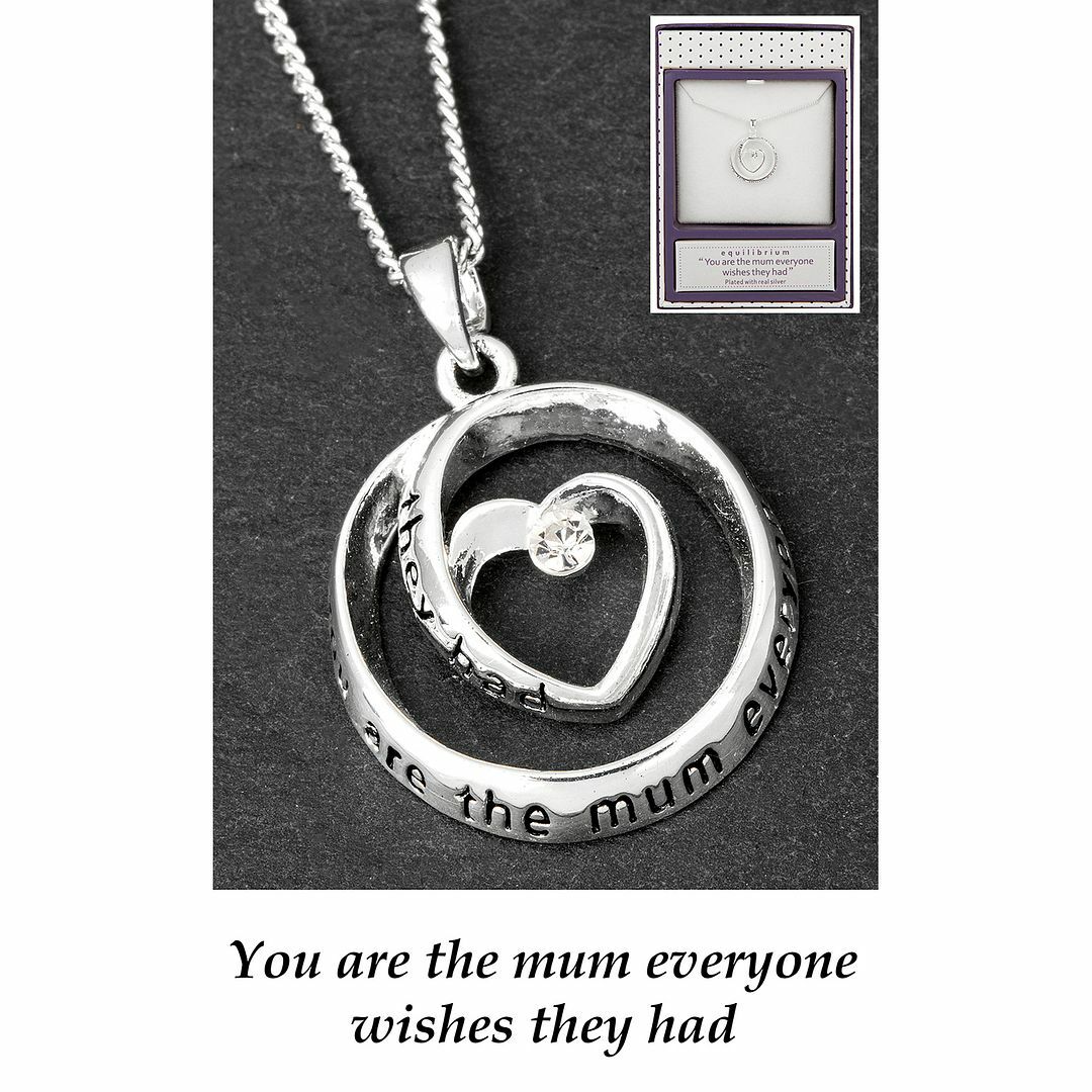 Equilibrium Silver Plated Heart Circle Necklace Mum