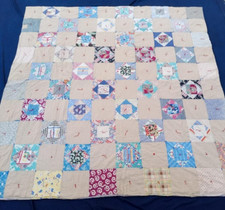 Vintage Beautiful Quilt Different Pieces Hand Woven size 69x67 inches