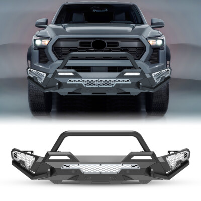 For 2024-2026 Toyota Tacoma Full-Width Steel Front Bumper+Side Wings+Bull Bar