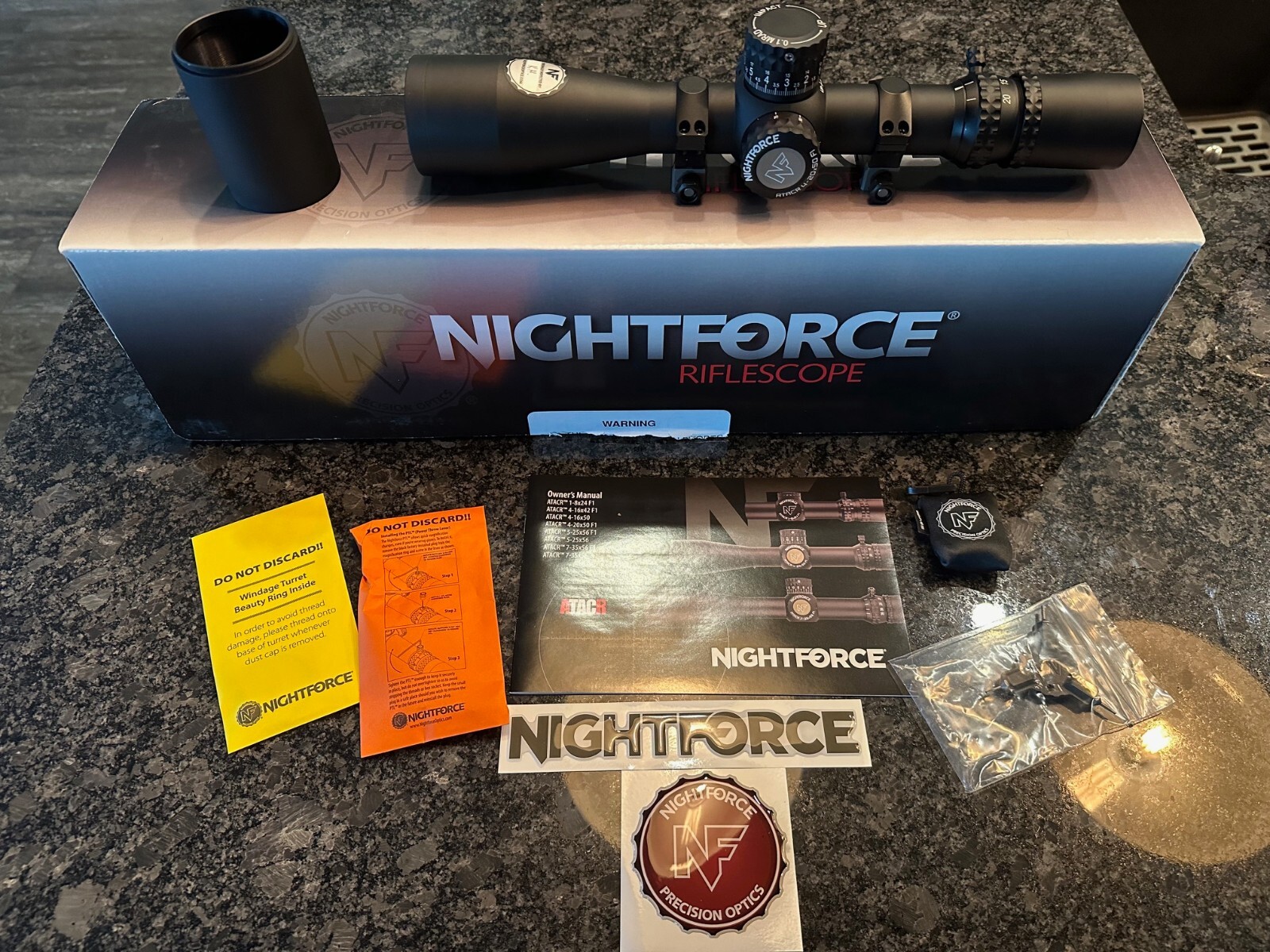 Nightforce ATACR 4-20x50 Rifle Scope Mil-C F1 Flip Up Covers NF RINGS ...