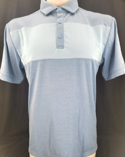 NEW Columbia Golf Omni-Wick Heathered Blue Button Collar SS Polo Shirt Men's L