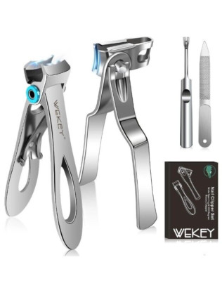 2 pc Nail Clippers for Thick Toe Nail, Wide Opening & 360 Degree Rotary Clipper