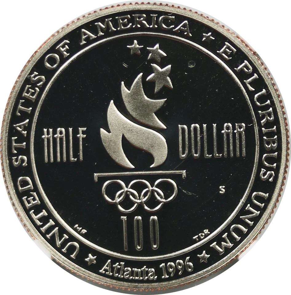 1996-S Olympics Swimming 50C NGC Mint Error PF69 Ultra Cameo Modern Half Dollar  - Image 3 of 4