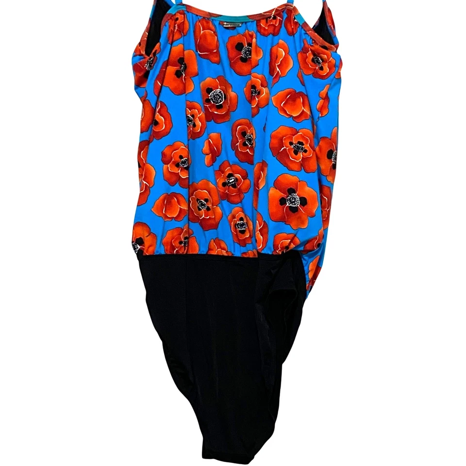 Traje de baño Jones New York de una pieza talla 14 control de barriga floral tropical vacaciones Foto 2 de 4